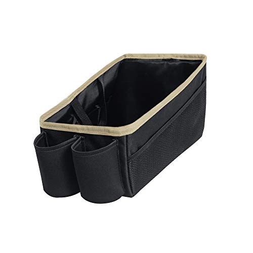 Image of FH Group E-Z Travel Multi-Use Beige Car Organizer with Cup Holders | Back Seat Storage Beige