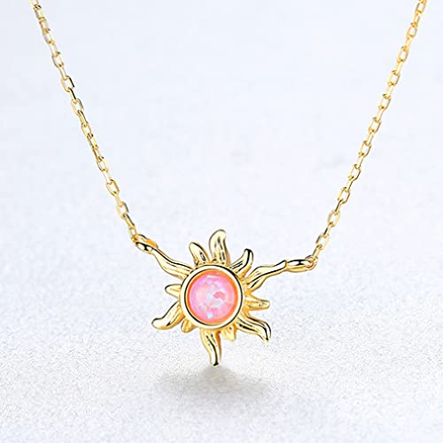 Collier argent fleur de soleil et opale pour illuminer vos tenues d'été
