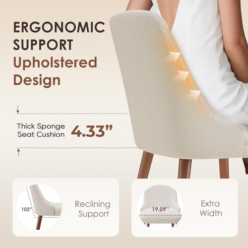 Image of MALOL Upholstered Dining Chairs Set of 2, High-Back Dining Room Chair with Wood Legs, Padded Kitchen Chairs for Dining Room /Restaurant /Cafe, Beige