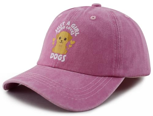 Just a Girl Who Loves Cats Dogs Horses Frogs Foxes Pigs Hat for Girls Age 3-10, Funny Adjustable Cotton Kids Baseball Cap2