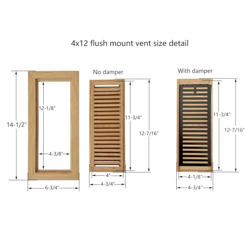 Homewell 2 Pcs Pack Oak Floor Register, Flush Mount, 4x12 Inch, Unfinished by Homewell - Used condition - Image 2