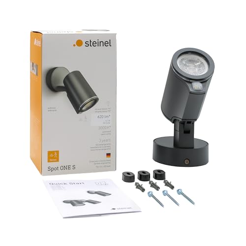 Steinel LED Strahler Spot ONE S anthrazit, 90° Bewegungsmelder, inkl. LED GU10-Leuchtmittel, per Kabel vernetzbar, Aluminium, 7,47 W