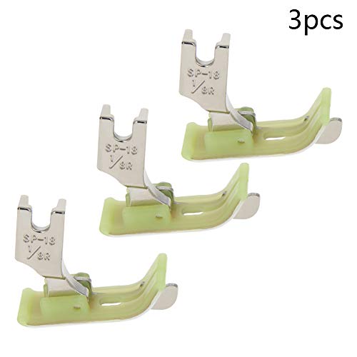 Image of Othmro 3Pcs #TSP-18 Presser Feet 1 /8in Compensating Raising Foot Sewing Machine Presser Feet Hinged Sewing Presser Foot with Right Guide for Single Needle Industrial Sewing Machines Yellow Silver