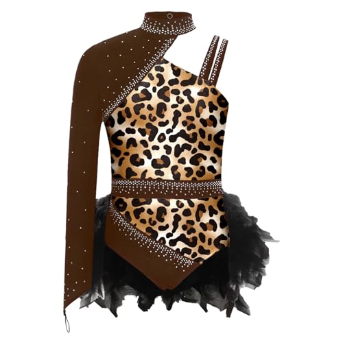 Combinaison danse fille manche longue : unitard fluide imprimé à plumes