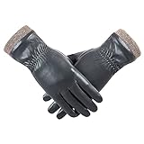 Winter Leather Gloves for Women, Wool Fleece Lined Warm Gloves, Touchscreen Texting Thick Thermal Snow Driving Gloves by REDESS (8 (XL))