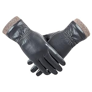 REDESS Winter Leather Gloves for Women, Wool Fleece Lined Warm Gloves, Touchscreen Texting Thick Thermal Snow Driving Gloves