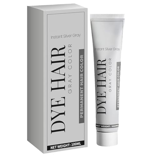 KOADHE Crema de Tinte de Cabello Gris,Crema de Tinte Unisex,Crema de Color de Cabello Gris,Cera Tinte Instantáneo para Cabello,Acondicionador para Cabello Gris,Cera Temporal del Peinado Gris,100ML