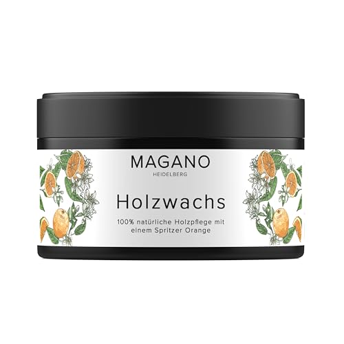 MAGANO - Holzpflege - 100% natürliches Holzwachs ohne Lösungsmittel - Perfekt für Schneidebretter, Möbel, Arbeitsplatten und anderes Holz - Mit Orangenöl und Bienenwachs - 200 ml