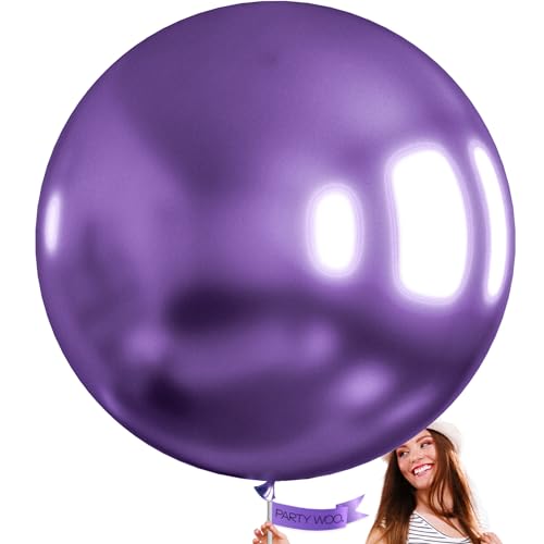 Image of PartyWoo Metallic Purple Balloons 4pcs 36 Inch Chrome Purple Latex Helium Balloons for Mardi Gras Graduation Wedding Bachelorette Baby Shower Anniversary Birthday Party Decorations Purple-G105