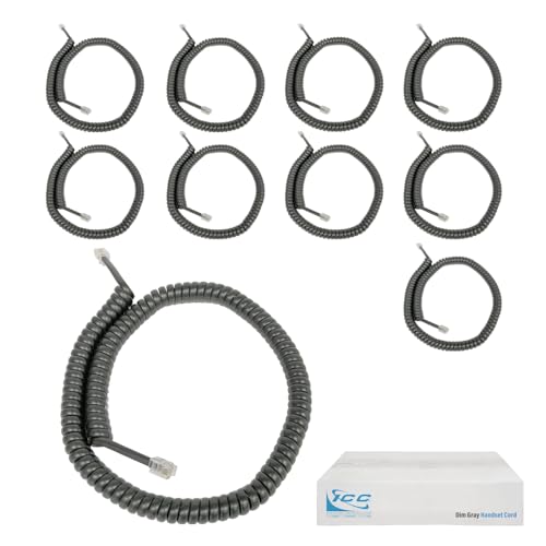 Cordon de téléphone RJ9 ICC anti-enchevêtrement gris extensible 3.7m pour réparer combiné PBX