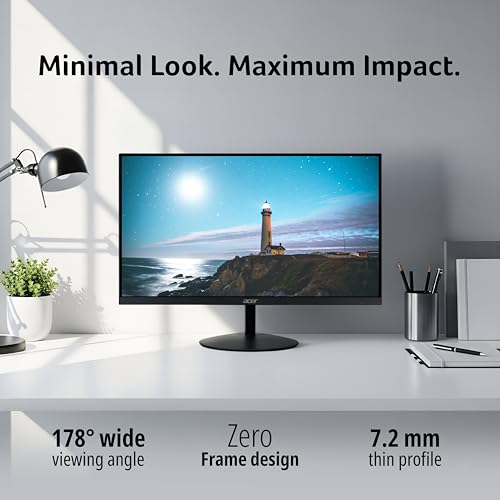 Image of Acer SmartChoice SA242Y E 23.8 Inch Full HD IPS Monitor I 100Hz Refresh Rate I 1ms VRB I AMD FreeSync I Ultra Slim ZeroFrame Design I VisionCare I HDMI & VGA Inbox HDMI Cable I VESA Mount I Black