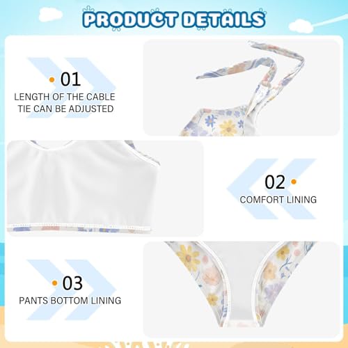 KLL Paisley Watercolor Floral Pattern Tile Flowers Girls Bikini Sets 2 Piece Cute Swimsuit Beach Swimwear Bathing Suit4