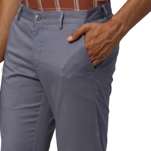 Image of Park Avenue Men's Regular Fit Mid Rise Neo Fit Cotton Blend Solid Pattern Flat Front Casual Chinos