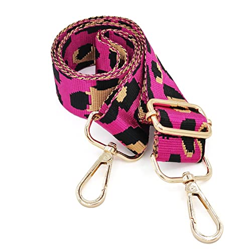 Image of Womens Girls Crossbody Straps for Purses Pink Leopard Print Adjustable Guitar Strap for Handbags