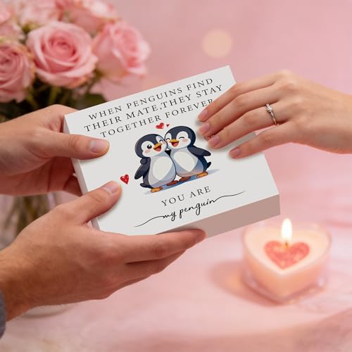 Penguin Love Wooden Sign - $6.99 with code EAXXMN95