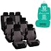 FH Group FH-FB071217 Complete Three Row Set Travel Master Seat Covers Gray/Black, (Airbag Ready & Rear Split) - Fit Most Car, Truck, SUV, or Van