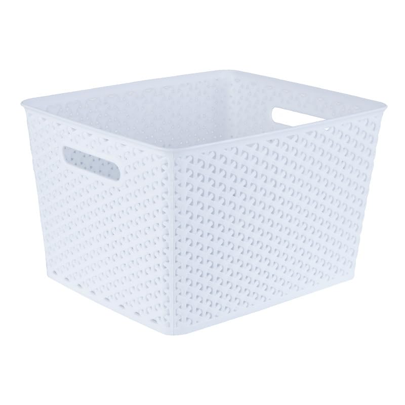 Grand panier décoratif blanc pour cacher le désordre instantanément