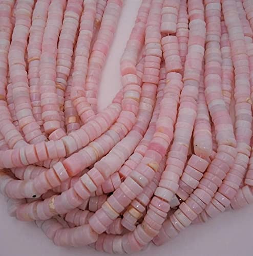 LKBEADS Natural PERUVIAN OPAL smooth heishi beads,Pink color heishi beads,very good, 7 mm - 8 mm approx,13.5"strand[E0583] Pink opal