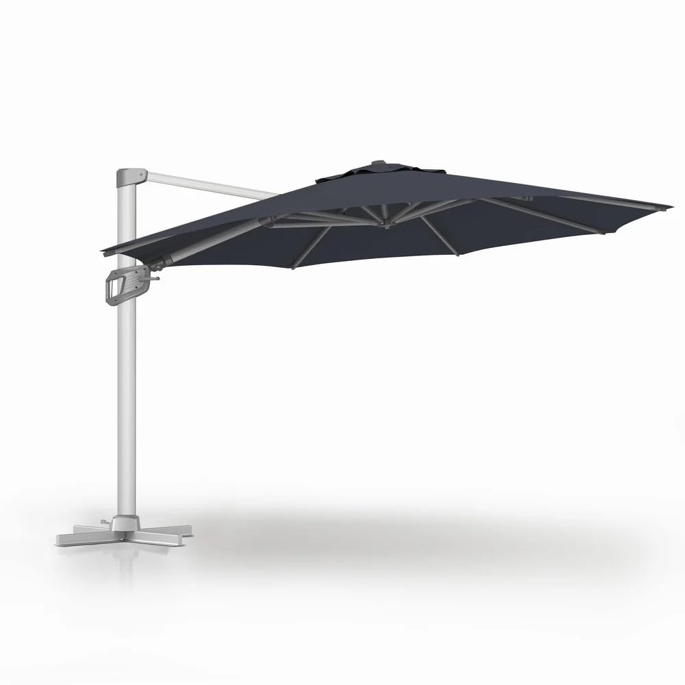 wikiwiki 11FT Cantilever Patio Umbrella, Offset Umbrella Outdoor Patio with 360° Rotation and Unlimited Tilting System, Heavy Duty Large Umbrella with Cross Base, Navy Blue