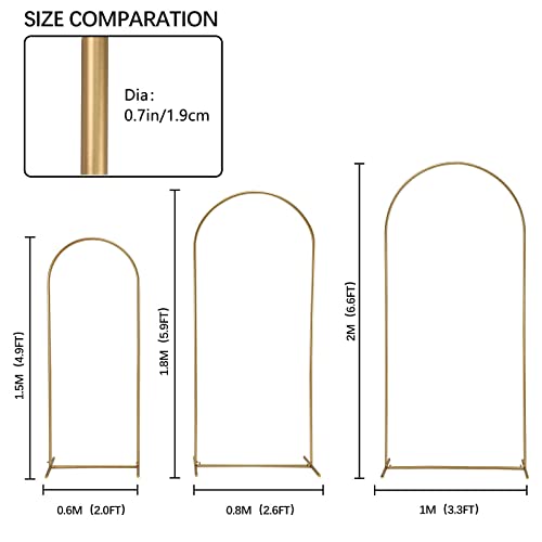Vincidern Metal Wedding Arch Backdrop Stand Set Of 3 Gold Wedding Arbor Backdrop Stand For Birthday Party Ceremony Anniversary Celebration Graduation Decoration Door Arch Frame (6.6Ft,5.9Ft,4.9Ft) #TOP4