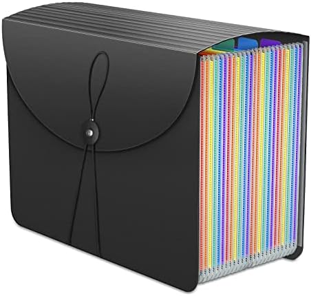 Expanding File Folders Accordion File Organizer,24 Pockets Accordian Document Folder Letter Size,Expandable Filing Boxes,Bill,Receipt Paper and Documents Organizer with Tabs,Light-Duty,for Portable
