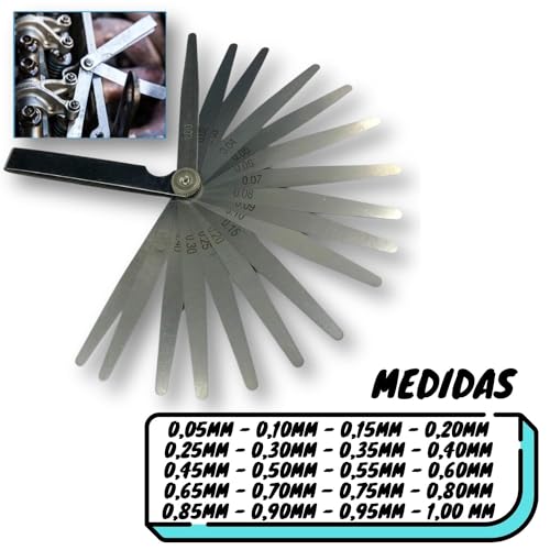 Calibre De Folga Regulagem Válvula 20 Lâminas 0.05mm A 1.00mm Cabeçote Carro Moto P/Regular Válvulas
