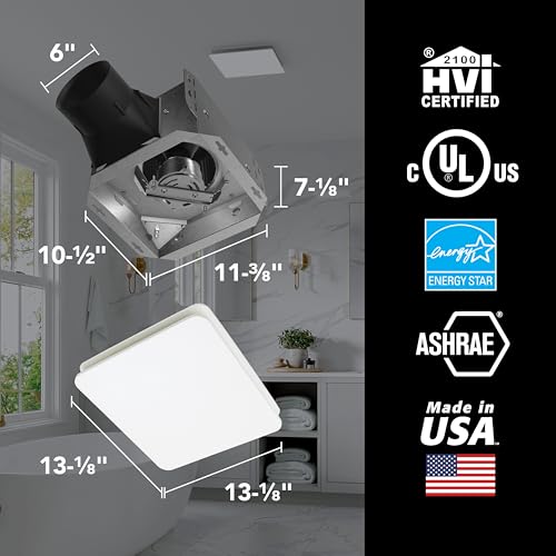 Image of EVOLVE Premium Bathroom Exhaust Fan with Light and Continuous Run, 110-130-150 Selectable CFM