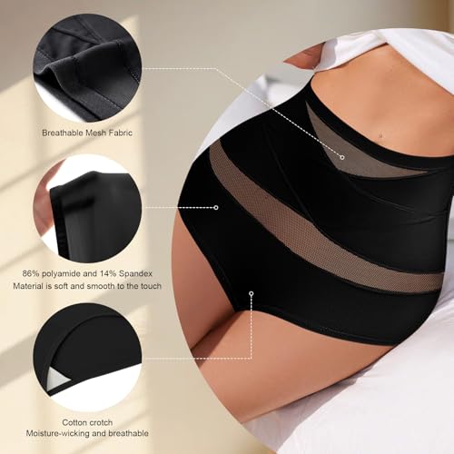 Image of Women Tummy Control Underwear,High Waisted Shapewear Panties,Silky Soft Full Coverage Stretch Ladies Brief Multipack