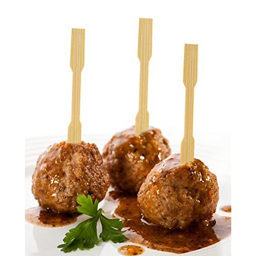 Blue Top Bamboo Forks Mini Appetizers Picks 3.5Inch 220 Pcs Double Bamboo Prong Picks Fork Picks/Mini Forks/Party Picks/Bamboo Picks For Food,Appetizer,Pastry #TOP6