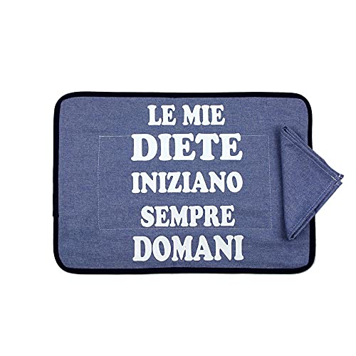 Set Prima Colazione CON SCRITTE SPIRITOSE Tovaglietta e Tovagliolo (LE MIE DIETE)