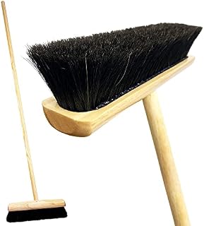 Pure Real Bristle Broom and Wooden Handle - Super Soft Indoor Sweeping Broom - Superior Broom with Varnished Stock and Resin Set Bristles