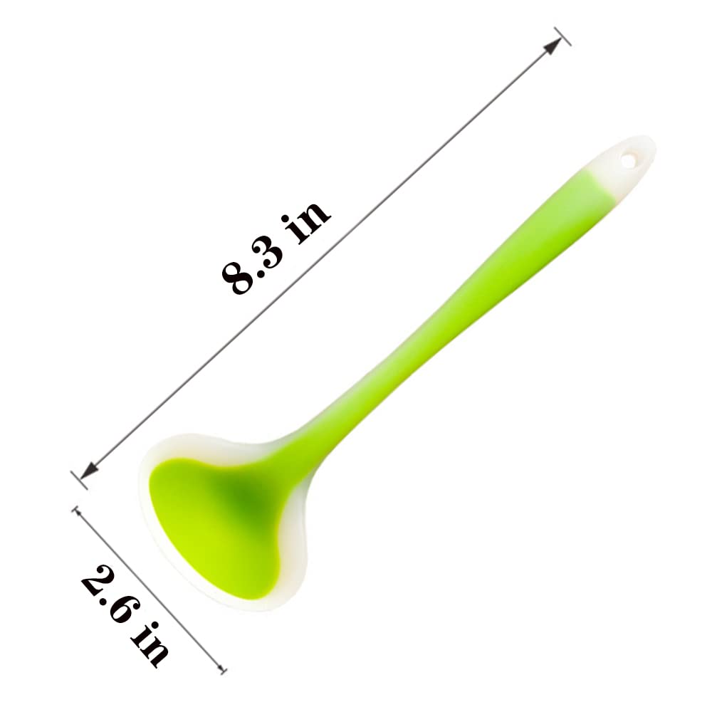 2 mestoli da minestra in silicone, senza cuciture e antiaderenti, per zuppe, peperoncini, salse, condimenti per insalata e pastella per pancake