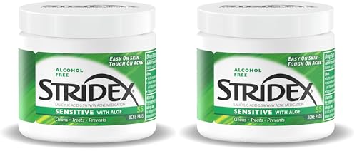 Stridex Acne Pads Sensitive With Aloe Alcohol-Free, 55 Count (Pack of 2)