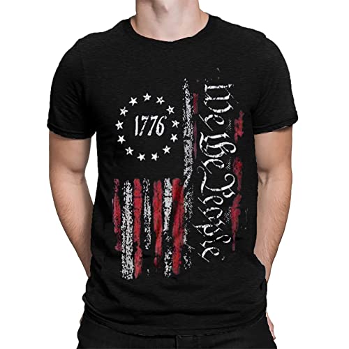 Mens Shirts Casual Short Sleeve Flag T Shirts Fashion Graphic Tee Top3