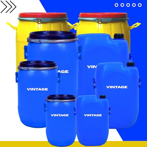 Image of Vintage Yellow Blue Drum 50 Litre Blue Water,Petro;,DEISLE,Liquid Storage CAN ZERRY CAN Oil Storage,PESTISIDE Storage - Food Grade, Strong & Reusable, Small Cap.