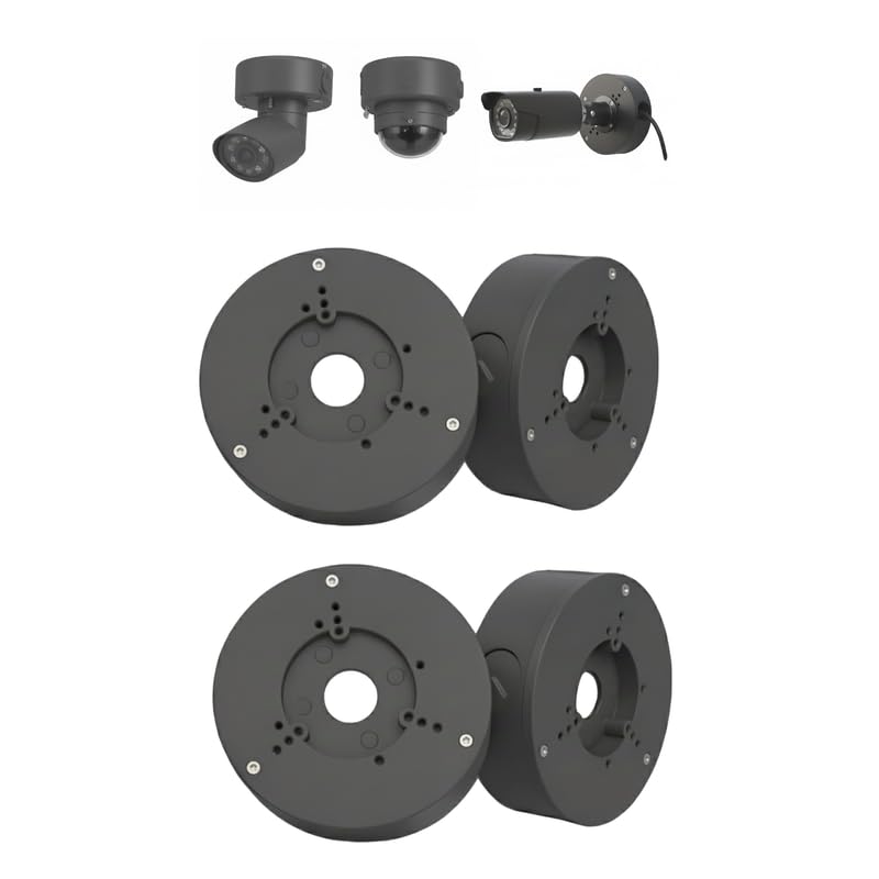 4 Pack PFA130-E Security Camera Junction Box (ABS) for Indoor & Outdoor Surveillance Camera - Security Camera Mount Bracket Waterproof Universal Camera Mount for Dome, Turret & Bullet Cameras (Grey)