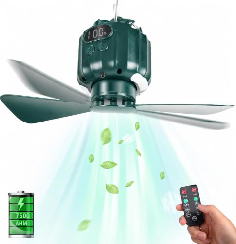 DUKUSEEK Tent Ceiling Fans for Camping Hanging, Portable...