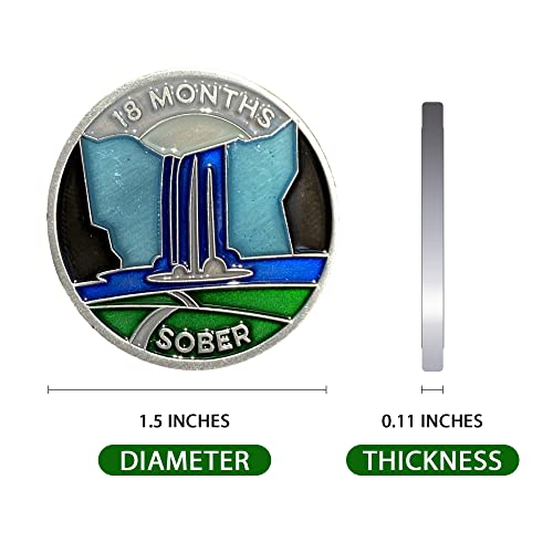 Image of The Achieve Mint 18 Months Sober Token | Eighteen Months Sober Chip | Non-AA Gift, Non-Religious Medallions for Men and Women Celebrating Sobriety