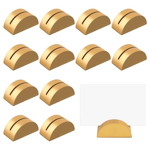PEUTIER 12pcs Table Number Stands, Golden Table Name Holder Semicircular Design Modern Place Card Holders Photo Table Card Clips for Wedding Banquet Reception Anniversary Birthday Party