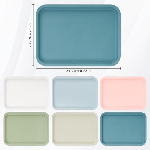 6 Pezzi vassoio plastica rettangolare, vassoio caffe 24.8 x 17.8 cm vassoio servizio rettangolare per snack cibo biscotti per la casa cucina sala (6 colori) - immagine 3