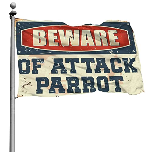 Plaque d'immatriculation décorative Beware of Attack Parrot étain format géant pour mur