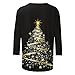 Dressy Tops for Women Snowman Printed 3/4 Sleeve Fashion Christmas Shirts Santa Xmas Tree Vintage Tees Tshirt Gold