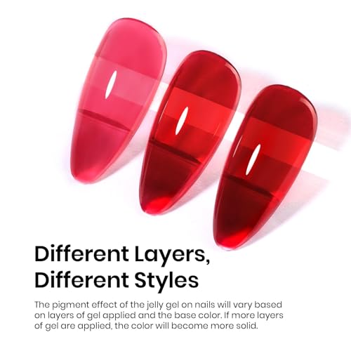 Image of Beetles Jelly Red Gel Nail Polish - 15ML Red Neutral Sheer Gel Polish Translucent Effect Soak Off UV French Nail Art Manicure Salon Gift for Women
