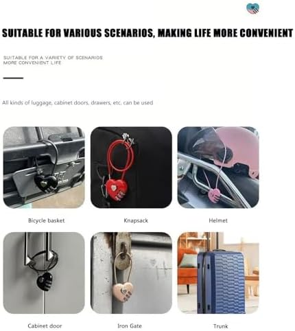 Valentine's Day Heart Style 3 Digit Password Schoolbag Padlock Password Code Padlock Love Password Lock Concentric Lock Combination Lock(Black)