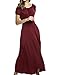 Meaneor Women Boho Cap Sleeve Smocked Waist Tiered Renaissance Summer Maxi Dress (S, Wine Red)