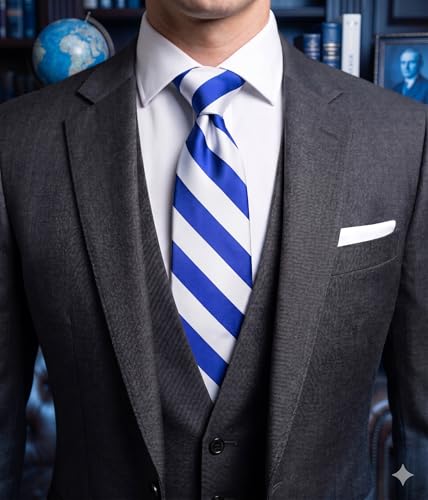 Image of NYFASHION101 Men's Classic Striped Necktie - Premium Woven Two-Tone Tie for Weddings, Graduation, Business & School Colors