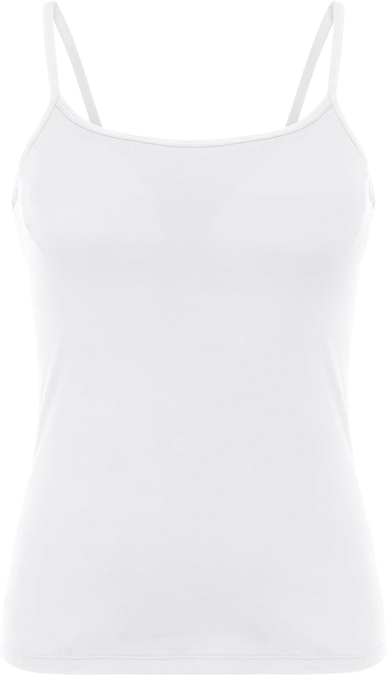 Womens Built in Bra Tank Tops Cami Top Camisole with Shelf Bra Sleeveless Undershirts Comfortable Strappy Tank Tops for Women UK Support Gym Vests