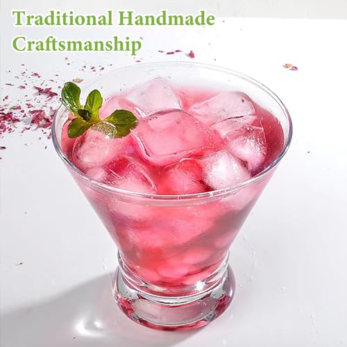 image for Gencywe 2 Pack Martini Glasses, 8 Ounce Crystal Cocktail Glasses, Mart