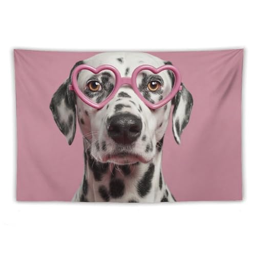 Tapisserie chien lunettes coeur Jubonexis en tissu lavable grand format 101x152