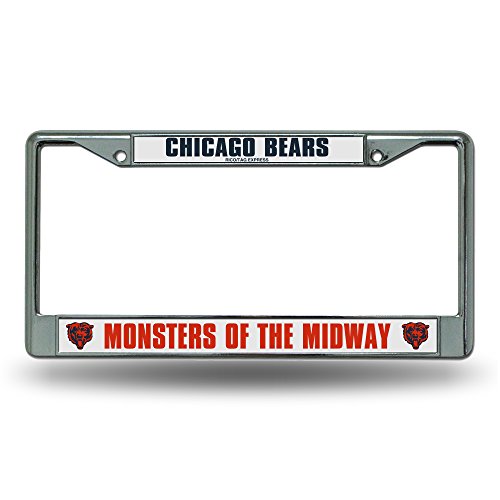 Rico Industries NFL Chicago Bears Monsters of Midway 12 x 6 Silver Chrome Frame W Decal Insert Car/Truck/SUV Auto Accessory